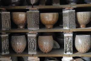 Salt glazed pots detail