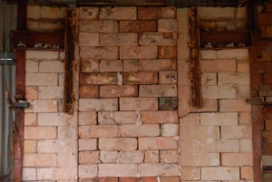 Kiln door bricks in place